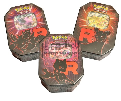 Pokémon TCG: Team Rocket EX Tins – zestaw 3 puszek Pokémon TCG: Team Rocket EX Tins – zestaw 3 puszek