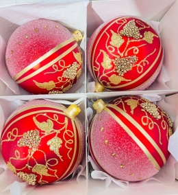 BOMBKI CZERWONE Z WINOGRONAMI 12 CM