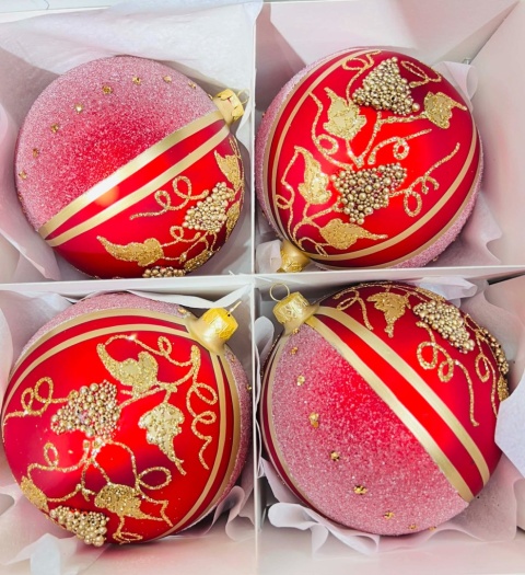 BOMBKI CZERWONE Z WINOGRONAMI 12 CM