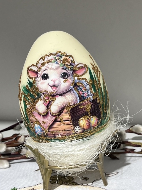 JAJA WIELKANOCNE BOMBKA ZE SZKŁA OWIECZKA