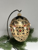 JAJO W STYLU FABERGE CZARNE BOGATO ZDOBIONE WYS.14 CM