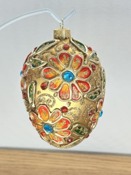 JAJO W STYLU FABERGE ZŁOTE Z KWIATAMI WYS.14 CM