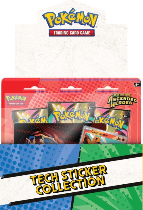 Pokémon TCG Mega Evolution Ascended Heroes Tech Sticker Collection Charmander – zestaw 3 boosterów + promo