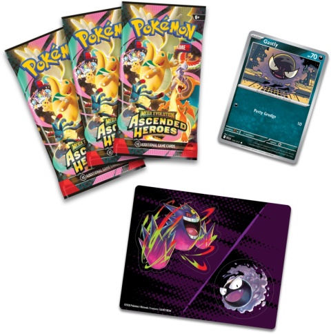 Pokémon TCG Mega Evolution: Ascended Heroes – Tech Sticker Collection Gastly | 3 Boostery + Promo + Naklejka