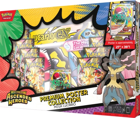 Pokemon TCG Premium Poster Collection Mega Lucario ex – 10 Boosterów + Promo + Plakat