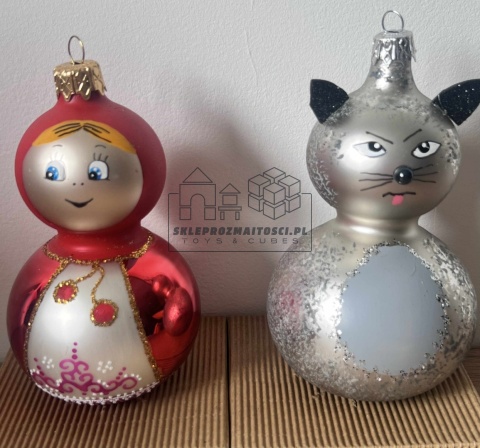 Bombki szklane Czerwony Kapturek i Wilk – komplet 2 sztuki