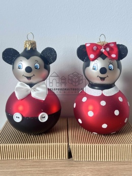 Bombki szklane Myszka Mickey i Minnie – komplet 2 szt