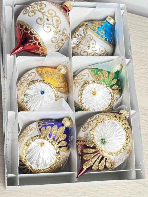 Bombki szklane Cytrynki z reflektorkiem – średnica 8 cm (komplet 6 sztuk)