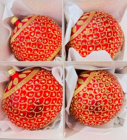 BOMBKI SZKLANE CZERWONE 12 CM