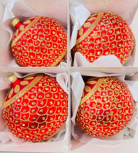 BOMBKI SZKLANE CZERWONE 12 CM