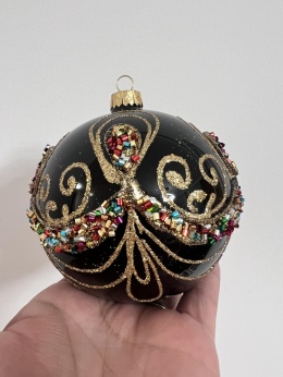 BOMBKI CZARNE Z KOLOROWYM ZDOBIENIEM 10 CM