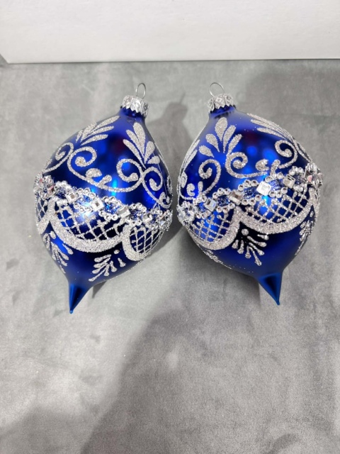 CYTRYNKI KOBALTOWE/GRANAT ZE SREBRNYM ZDOBIENIEM 8CM