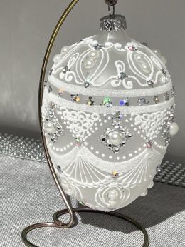 JAJO W STYLU FABERGE ZE SZKŁA WYSOKOŚĆ 13 CM