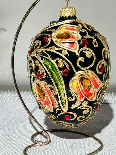 JAJO W STYLU FABERGE ZE SZKŁA WYSOKOŚĆ 13 CM