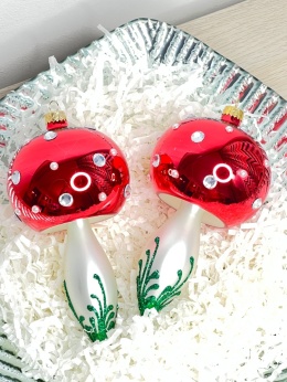 GRZYB ZE SZKŁA MUCHOMOR XXL WYSOKOŚĆ 22 CM.