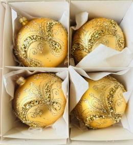 BOMBKI ZŁOTE ZE ZŁOTĄ POSYPKĄ WIELKOŚĆ 12 CM