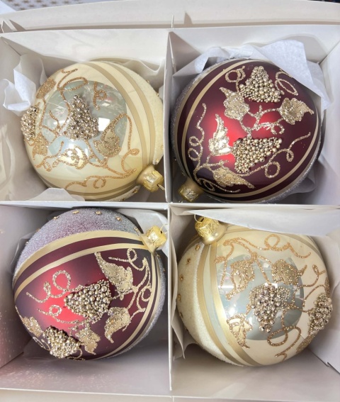 BOMBKI MIX SZAMPAN I BURGUND WIELKOŚĆ 12 CM