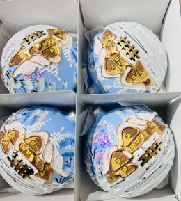 BOMBKI PUDROWY BŁĘKIT Z DOMKAMI WIELKOŚĆ 12 CM