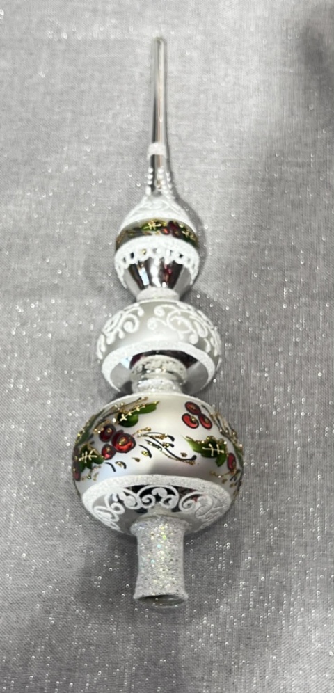 CZUBEK SZKLANY NA CHOINKĘ W JARZĘBINY WYSOKOŚĆ 30CM