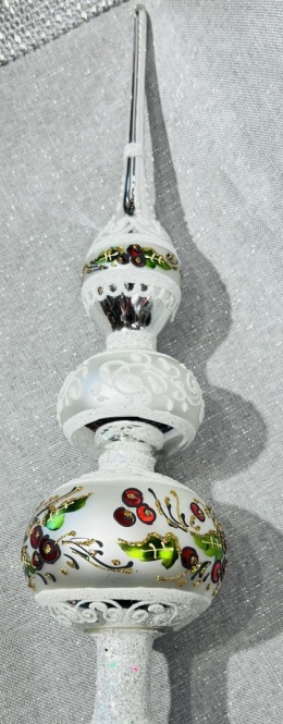 CZUBEK SZKLANY NA CHOINKĘ W JARZĘBINY WYSOKOŚĆ 30CM