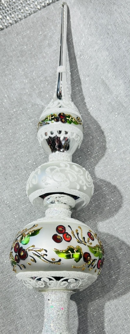 CZUBEK SZKLANY NA CHOINKĘ W JARZĘBINY WYSOKOŚĆ 30CM