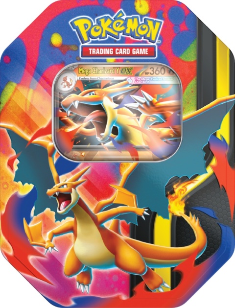 Pokemon TCG Tin Mega Charizard X EX / Mega Charizard Y EX – puszka kolekcjonerska (wysyłka losowa)