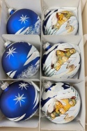 BOMBKI GRANATOWY MAT Z MOTYWEM DOMKÓW WIELKOŚĆ 8 CM