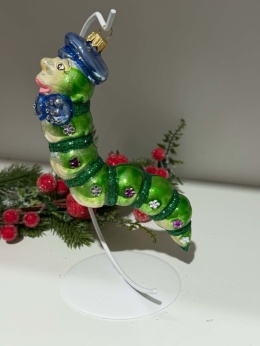 BOMBKA GĄSIENNICA ZIELONA DEKOROWANA KWIATKAMI DŁ.20 CM